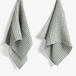 HAY Twist Waffled Cotton Set Of Two Dish Cloths And Two Tea Towels