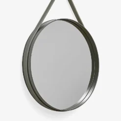 HAY Strap Circular Steel And Glass Mirror Khaki/olive